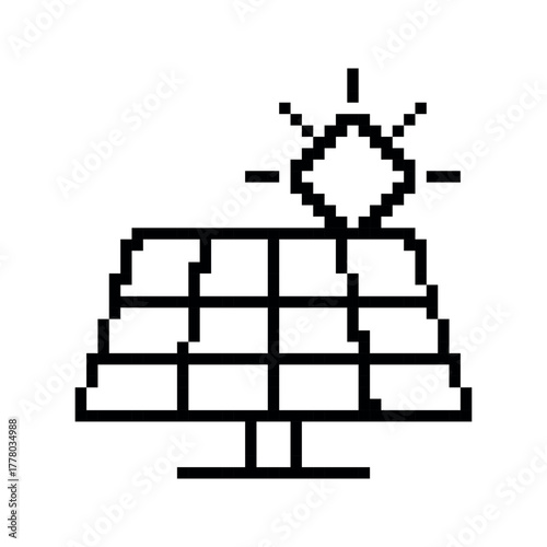 Simplified Pixel Art Depiction of a Wind Turbine on White Background