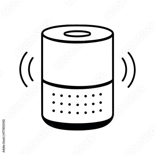 Line drawing of unmanned aerial vehicle with camera over white