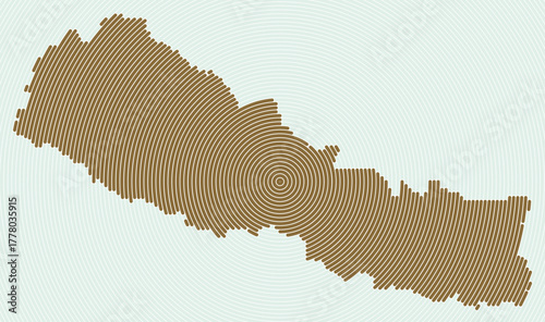 Nepal shape rings. Country map formed by stacked circles. Nepal boundary shape design. Vibrant vector illustration.