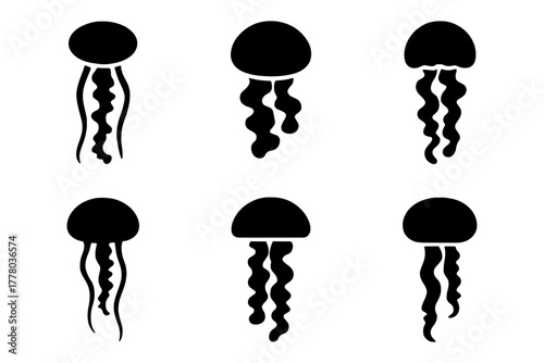 silhouette of  unique jellyfish sea ocean creature