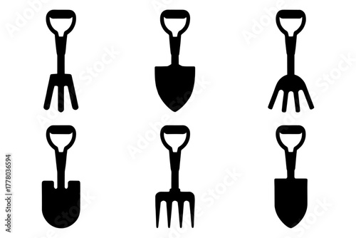 silhouette of garden equipment gardening tools 