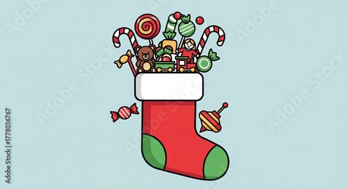 Christmas Stocking with Toys and Candy