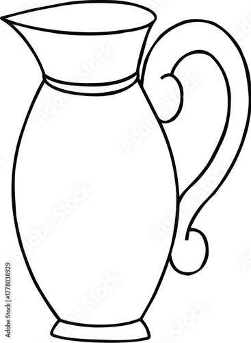 Cute cartoon hand drawn vector jug coloring page.
