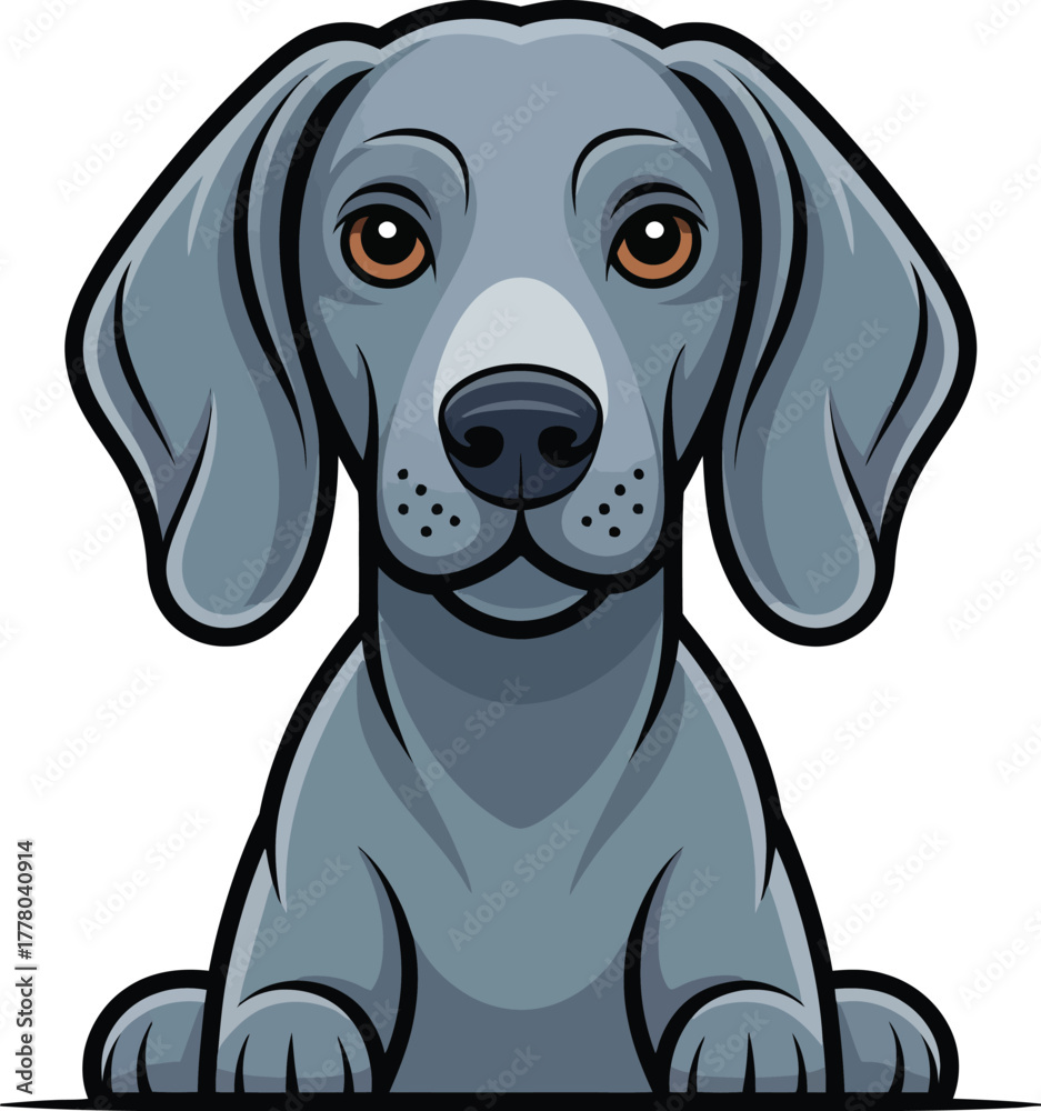 Fototapeta premium Cute cartoon a illustrator vector Weimaraner