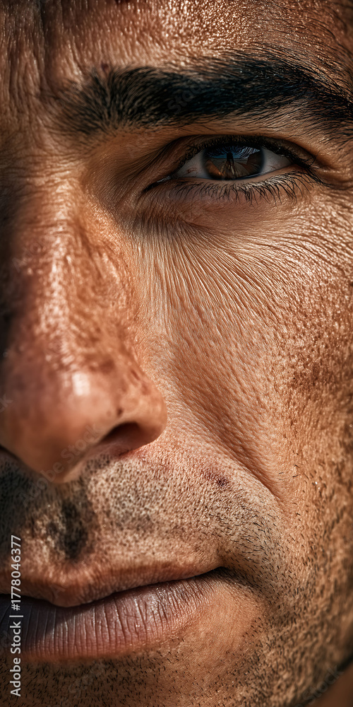 Obraz premium Portrait photo of a Cypriot man with natural skin details and textures, captured in realistic lighting