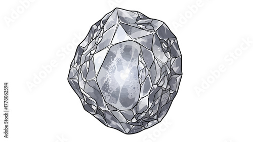 A cut gemstone faceted and irregular