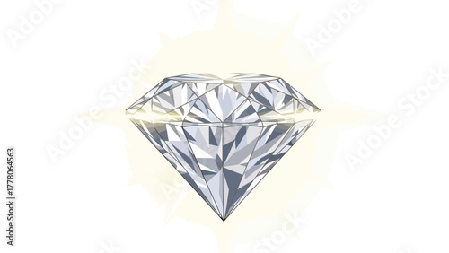 A faceted diamond with a soft glowing halo