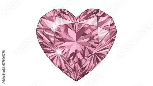 A faceted pink heartshaped gemstone