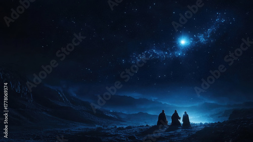 Three wise men and The Star of Bethlehem