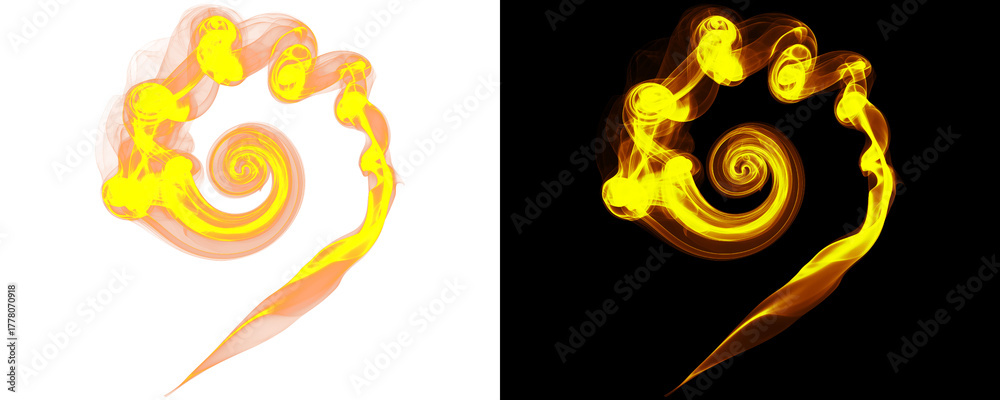 Obraz premium Realistic Twisting Fire Spiral With Smooth Flowing Flame Curls for Overlay Design Isolated On Transparent Background