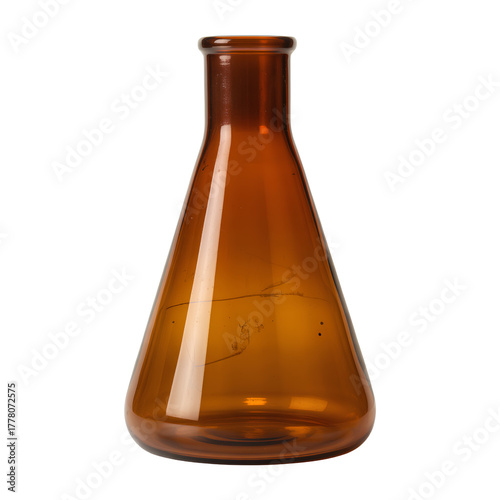 Vintage Chemistry Flask with Brown-Tinted Glas