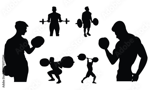 Man Bodybuilding Exercise Silhouette Collection