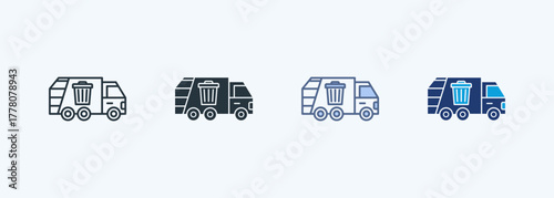 Garbage Truck Multiple Style Icon Collection