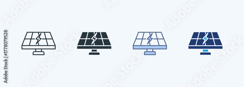 Solar Panel Multiple Style Icon Collection