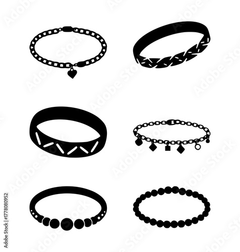 bracelet silhouette set, isolated background