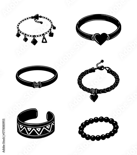 bracelet silhouette set, isolated background