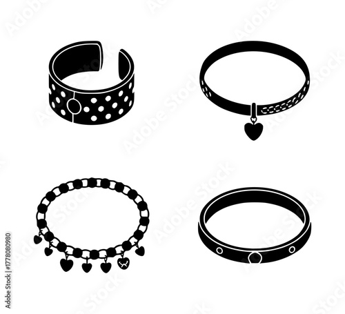 bracelet silhouette set, isolated background