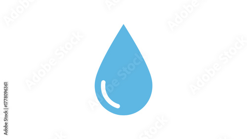 A blue water drop icon with a white curved line on its lower left side