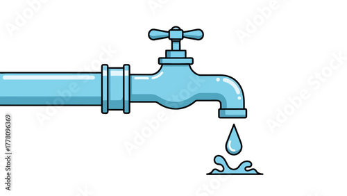 A blue water faucet drips water onto a splash