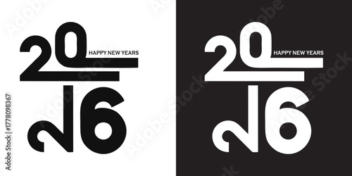 Stylish black and white 2016 New Year's design perfect for vintage cards and invitations, a classic look to add a touch of elegance to your holiday greetings