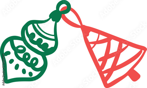 Christmas Ornament Line Art Sketch, Minimal Hand Drawn Holiday Decoration, New Year Bauble Illustration	
