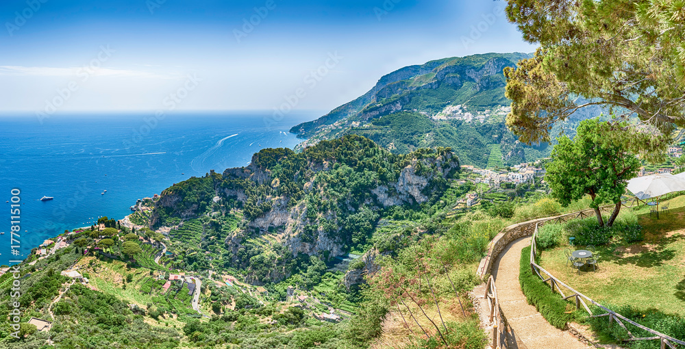 Fototapeta premium Scenic panoramic view of Amalfi Coast from Ravello, Italy