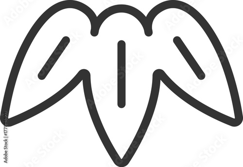 竹の葉のアイコン（線画）のイラスト
