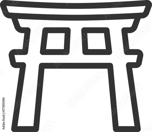 神社の鳥居のアイコン（線画）のイラスト