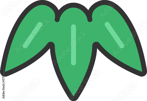 竹の葉のアイコン（線画カラー）のイラスト