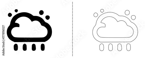 Weather cloud rain icon minimal line and solid style vector symbol for rainy day forecast drizzle and climate meteorology design