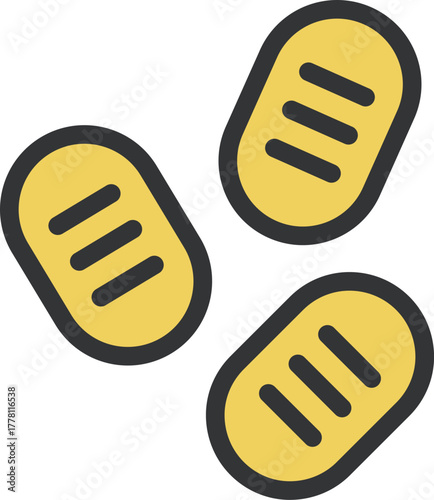 小判のアイコン（線画カラー）のイラスト
