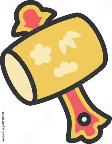 小槌のアイコン（線画カラー）のイラスト