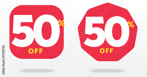50% off, sign, tag, market, advertisement, market, promo, discount, offer, retail, sale, special, store, advertising, annual, banner, design. Poster, shop, sign, tag, vector, set, icon