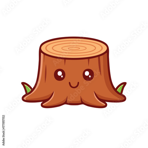 A charming illustration of a happy tree stump