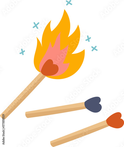 Heart Shaped Matchsticks on Fire