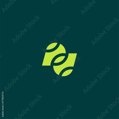 Modern Letter PD and tennis ball or letter PD padel logo concept vector icon