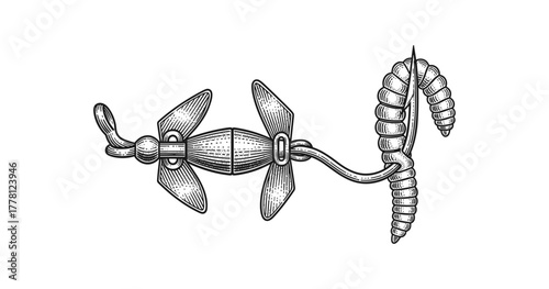 Intricate vintage anatomical drawing of muscle tendon structure in black and white