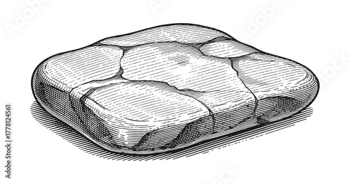 Hand drawn engraved stone with natural texture and shading