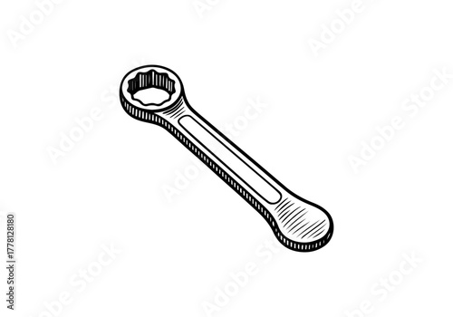 Wrench hand drawn simple engraved vector illustration
