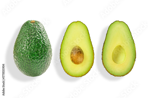 Avocado isolated on white background. Top view
