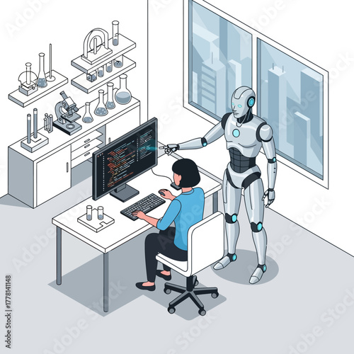 AI Collaboration - Human and Robot in Lab.