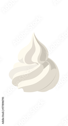 Swirl of whipped cream with soft shadows and highlights.