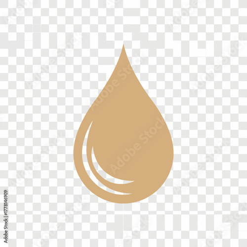 A single brown liquid drop with highlights.