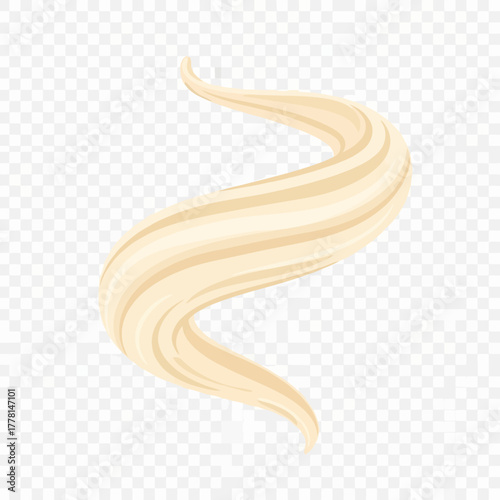 Swirling strand of light brown hair with highlights.