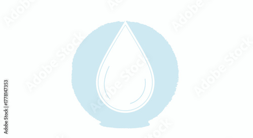 Stylized water drop icon with light blue circular brush stroke.