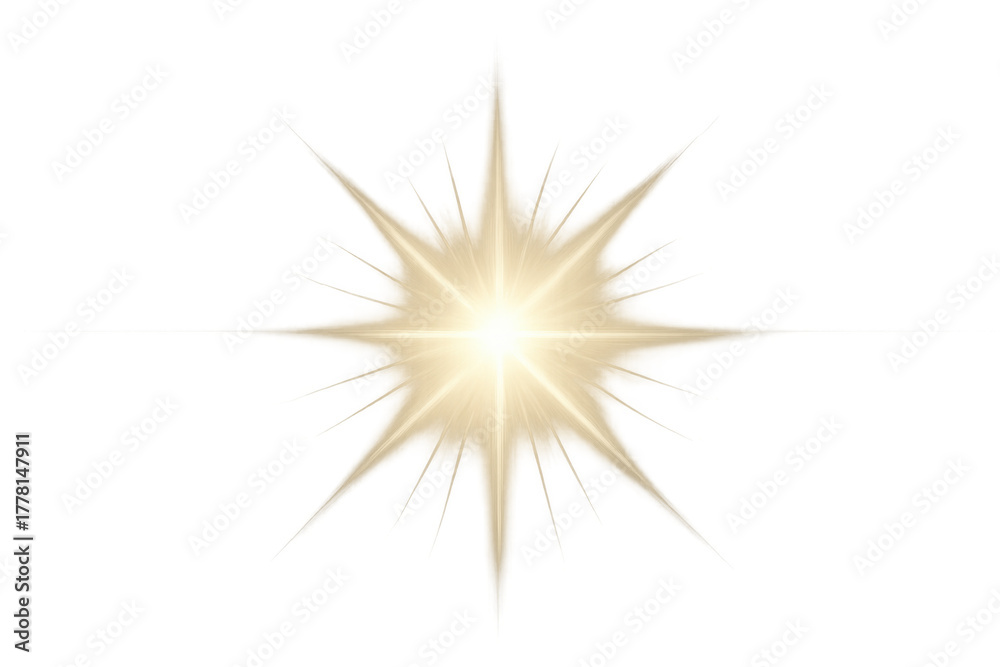 Obraz premium Glowing light burst creating abstract star effect on transparent background, shiny flare for design elements