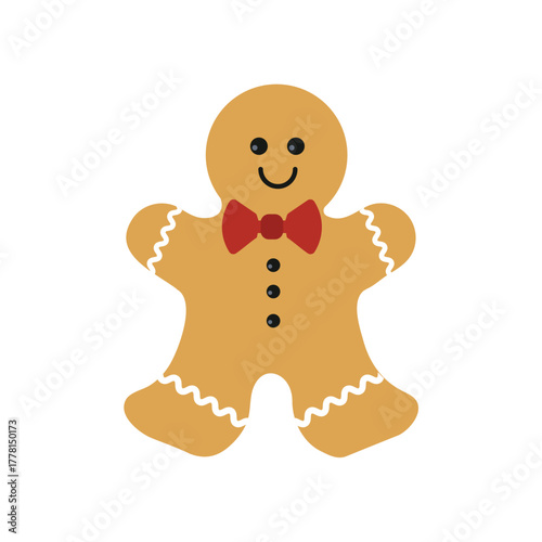 Holiday Gingerbread Man Cookie. Happy Christmas Decoration. Traditional Festive Vector Illustration