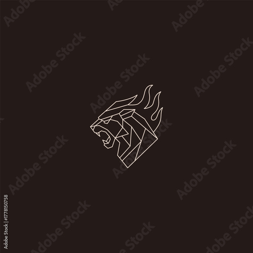 Tiger and flame line art fierce spirit and blazing power logo design.