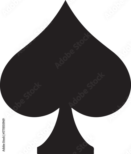 Playing Card Spade Sign. Simple Flat Spade Symbol Vector on White Background.