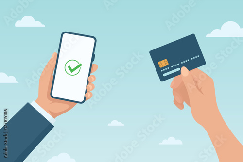 Online Payment. Vector Illustration with Smartphone and Credit Card. Mobile Banking and Digital Transaction Concept. Secure Online Payment Vector Design for E-Commerce, Money Transfer